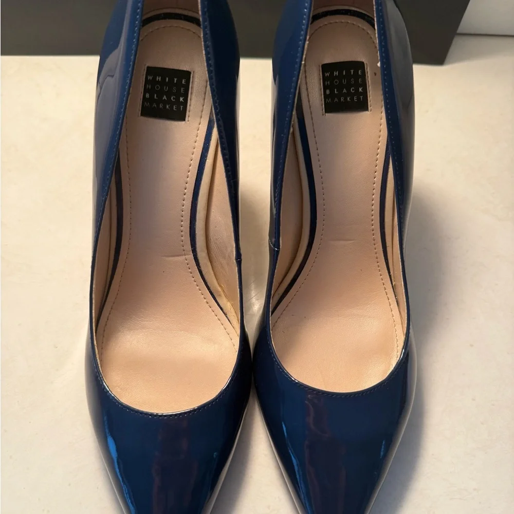 White House Black Market Blue Patent Leather Heels - Picture 2 of 16